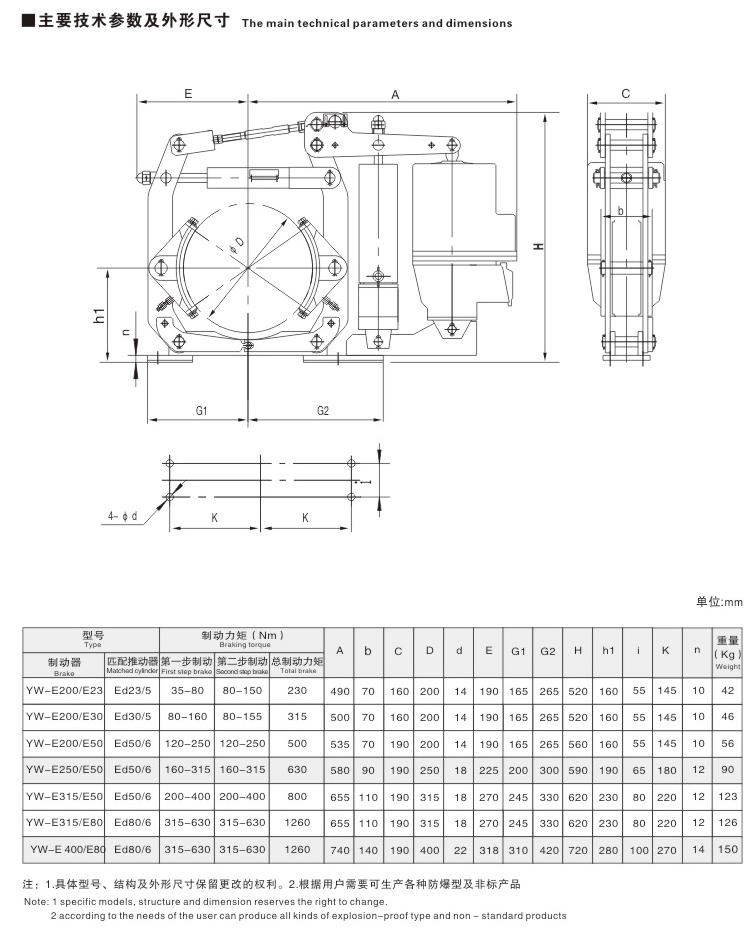 YW-E系列二级电力液压鼓式制动器02